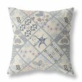 Homeroots 26 in. Cream & Gray Patch Indoor & Outdoor Throw Pillow 414031